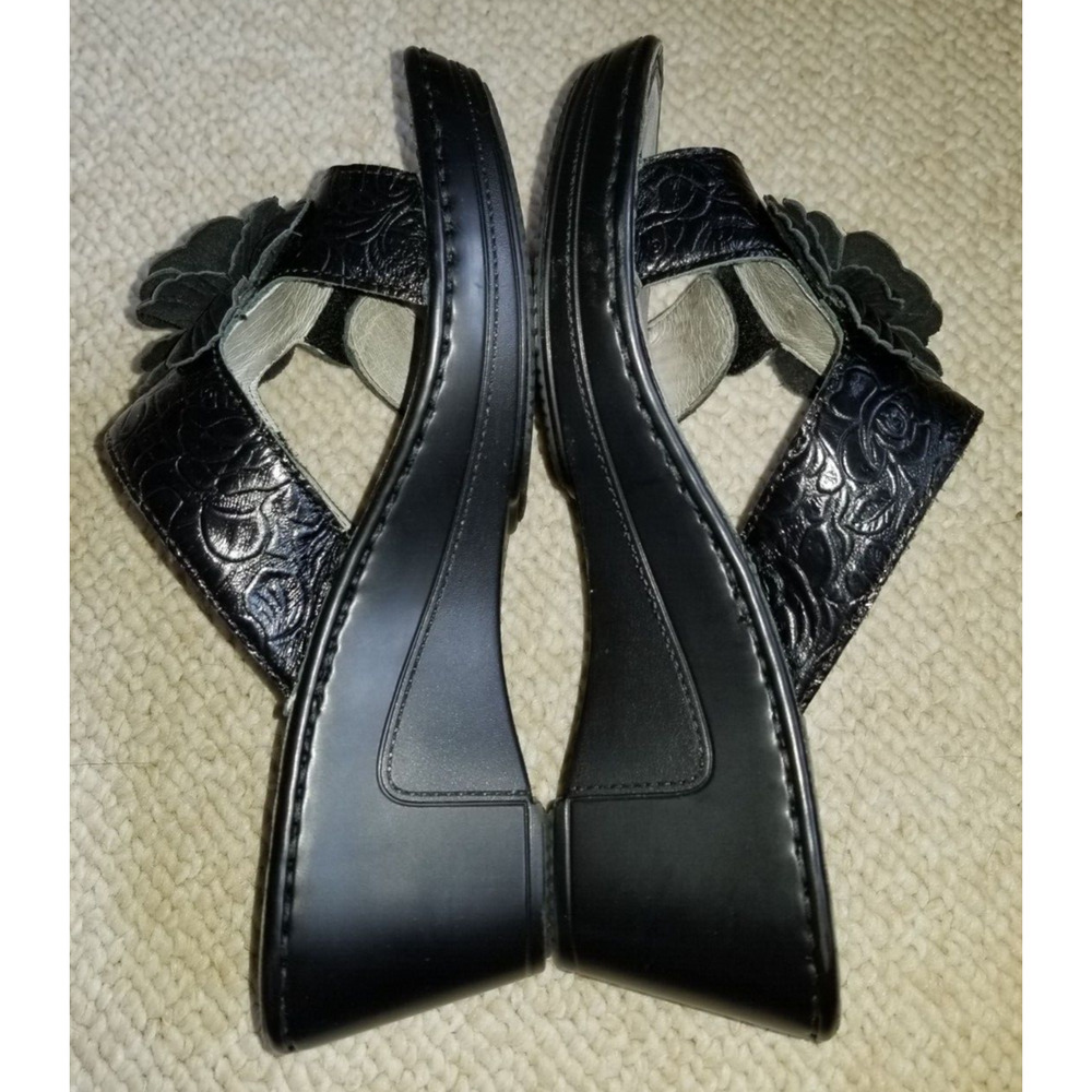 NWOB Womens Sandals-ALEGRIA-black leather "Lana Cowgirl Tar Wedge"-35 (5/5.5 US) - Picture 2 of 5